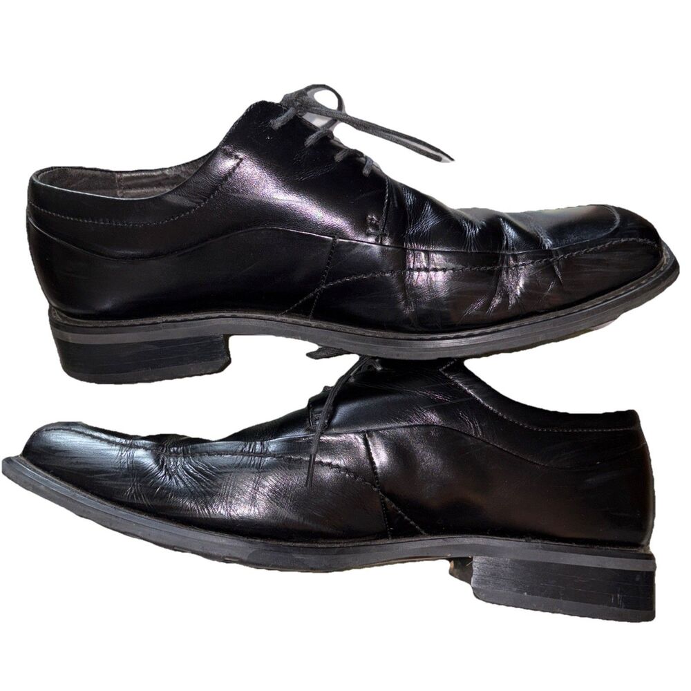 Florsheim Shoes Mens 12 M Oxford Black Leather Square Toe Lace Up Cuban Casual